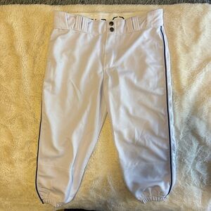 White Baseball Pants with Royal Stripe